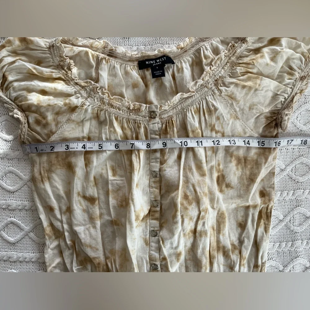 Nine West Jeans Brand Cotton Ruffle Sleeve Spring blouse Women’s Size Small - Picture 14 of 14